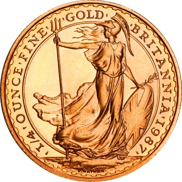 Золотая монета 1/4oz Британия 25 английских фунтов 1987 Великобритания