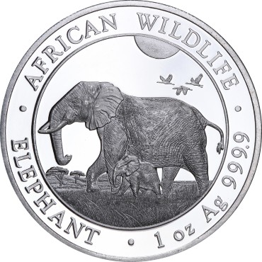 Срібна монета 1oz Слон 100 шилінгів 2022 Сомалі