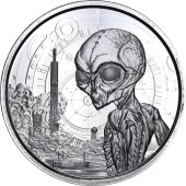 Серебряная монета 1oz Космический Пришелец 5 седи 2021 Гана