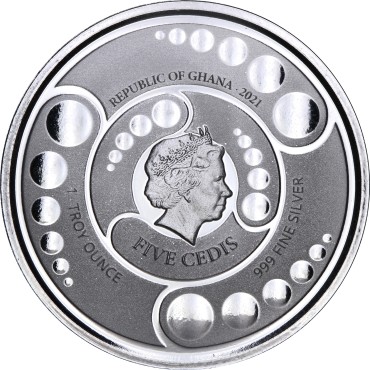 Срібна монета 1oz Космічний Прибулець 5 седі 2021 Гана