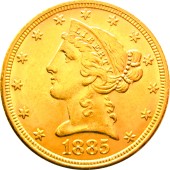 Золота монета Американський Орел 5 доларів 1885 США