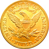 Золотая монета Американский Орел 5 долларов 1885 США