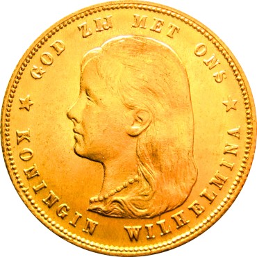 Золота монета Королева Вільгельміна 10 гульденів 1897 Нідерланди