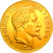 Золотая монета Наполеон III 100 франков 1864 Франция