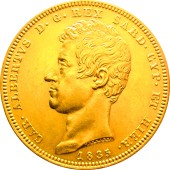 Золотая монета 100 лир 1835 Сардиния