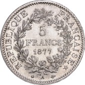Серебряная монета 5 франков 1849,1873,1877 Франция
