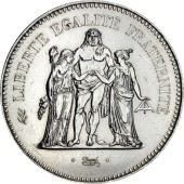 Серебряная монета 50 франков 1974-1979 год Франция