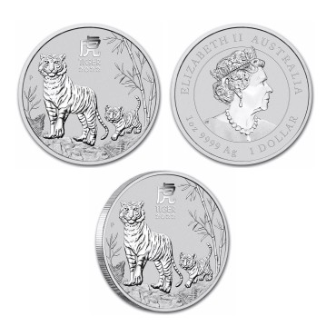 Серебряная монета 1oz Год Тигра 1 доллар 2022 Австралия