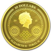 Золотая монета 1/10oz Хронос 10 долларов 2021 Токелау (Prooflike)