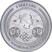 Серебряная монета 1oz Хронос 5 долларов 2021 Токелау (Prooflike)
