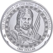 Серебряная монета 1oz Властелин Колец: Боромир 1 доллар 2021 Новая Зеландия