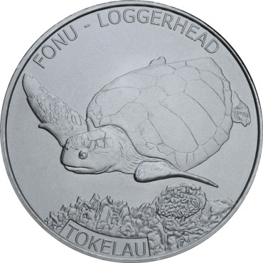 Срібна монета 1oz Головаста Черепаха 5 доларів 2019 Токелау
