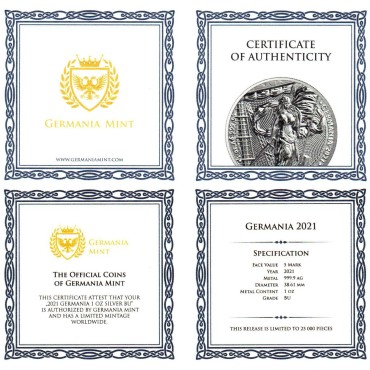 Срібний раунд 1oz Німеччина 5 марок 2021 Німеччина