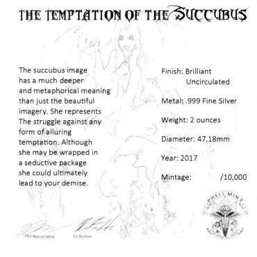 Срібний раунд 2oz Спокуса Сукуба 2017 США