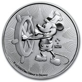 Серебряная монета 1oz Пароходик Вилли Дисней 2 доллара 2017 Ниуэ