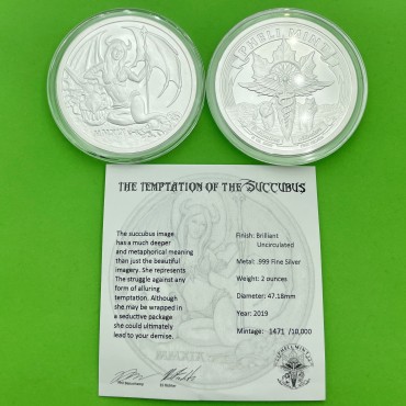 Серебряный раунд 2oz Искушение Суккуба 2019 США