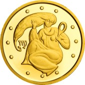 Золотая монета 1/25oz Дева 2 гривны 2008 Украина