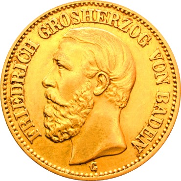 Золотая монета 20 марок 1894 Баден Германская Империя
