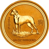 Золотая монета 1/4oz Год Собаки 25 долларов 2006 Австралия