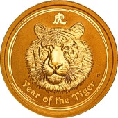 Золотая монета 1/4oz Год Тигра 25 долларов 2010 Австралия