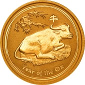 Золотая монета 1/10oz Год Быка 15 долларов 2009 Австралия