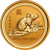 Золотая монета 1/4oz Год Мыши (Крысы) 25 долларов 1996 Австралия