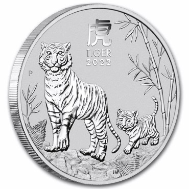 Серебряная монета 2oz Год Тигра 1 доллар 2022 Австралия