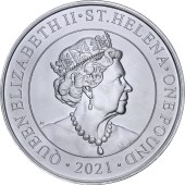 Серебряная монета 1oz Торговый доллар Китая 1 фунт стерлингов 2021 Остров Святой Елены