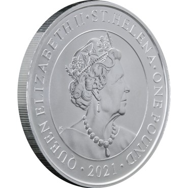 Серебряная монета 1oz Торговый доллар Китая 1 фунт стерлингов 2021 Остров Святой Елены