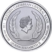 Серебряная монета 1oz Ангилья 2 доллара 2019 Восточные Карибы
