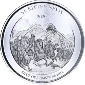 Серебряная монета 1oz Сент-Китс и Невис 2 доллара 2020 Восточные Карибы