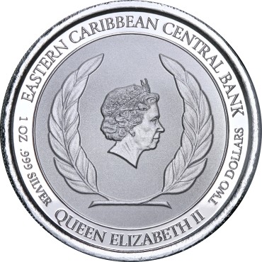 Серебряная монета 1oz Гренада 2 доллара 2020 Восточные Карибы