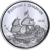 Серебряная монета 1oz Антигуа и Барбуда 2 доллара 2020 Антигуа и Барбуда