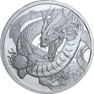 Серебряный раунд 1oz Дракон Китай (3/6) США