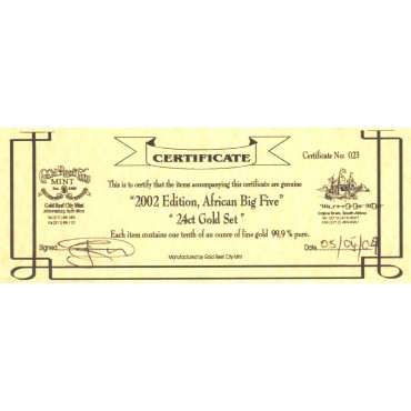 Набор золотых раундов 1/10oz (5шт.) "Большая Африканская Пятёрка" 2004 Южная Африка