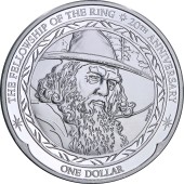 Серебряная монета 1oz Властелин Колец: Гендальф 1 доллар 2021 Новая Зеландия