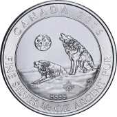 Серебряная монета 3/4oz Воющие Волки 2 доллара 2016 Канада