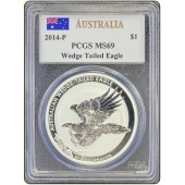 Срібна монета 1oz Клинохвостий Орел 1 долар 2014 Австралія (PCGS MS69 John M.Mercanti)