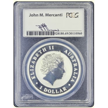 Серебряная монета 1oz Клинохвостый Орел 1 доллар 2014 Австралия (PCGS MS69 John M.Mercanti)