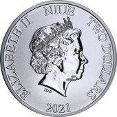 Серебряная монета 1oz Пираты Карибского Моря: Летучий Голландец 2 доллара 2021 Ниуэ