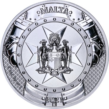 Серебряный раунд 1oz Мальтийские Рыцари  5 Евро 2021 Мальта