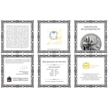 Серебряный раунд 1oz Мальтийские Рыцари  5 Евро 2021 Мальта