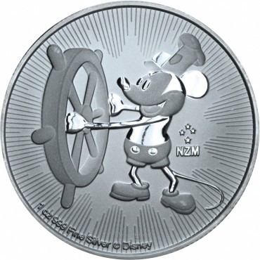 Срібна монета 1oz Пароходик Віллі Дісней 2 долари 2017 Ніуе