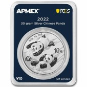 Срібна монета 30g Китайська Панда 10 юань 2022 Китай (MD® Premier + PCGS FS Single)