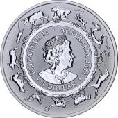 Серебряная монета 1oz Год Тигра 1 доллар 2022 Австралия