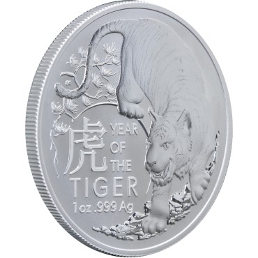 Серебряная монета 1oz Год Тигра 1 доллар 2022 Австралия