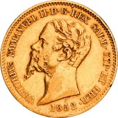 Золотая монета 20 лир 1852 Сардиния