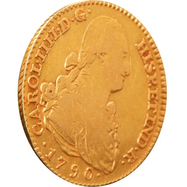 Золотая монета 2 эскудо 1790 Испания
