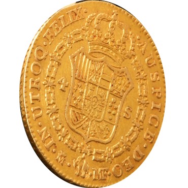 Золотая монета 4 эскудо 1792 Испания