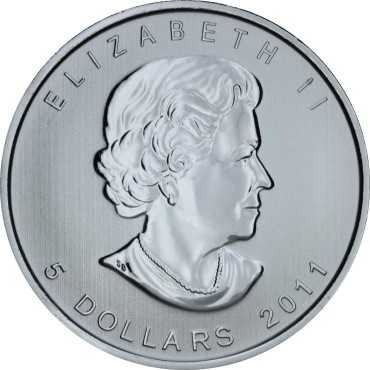 Серебряная монета 1oz Кленовый Лист 5 долларов 2011 Канада